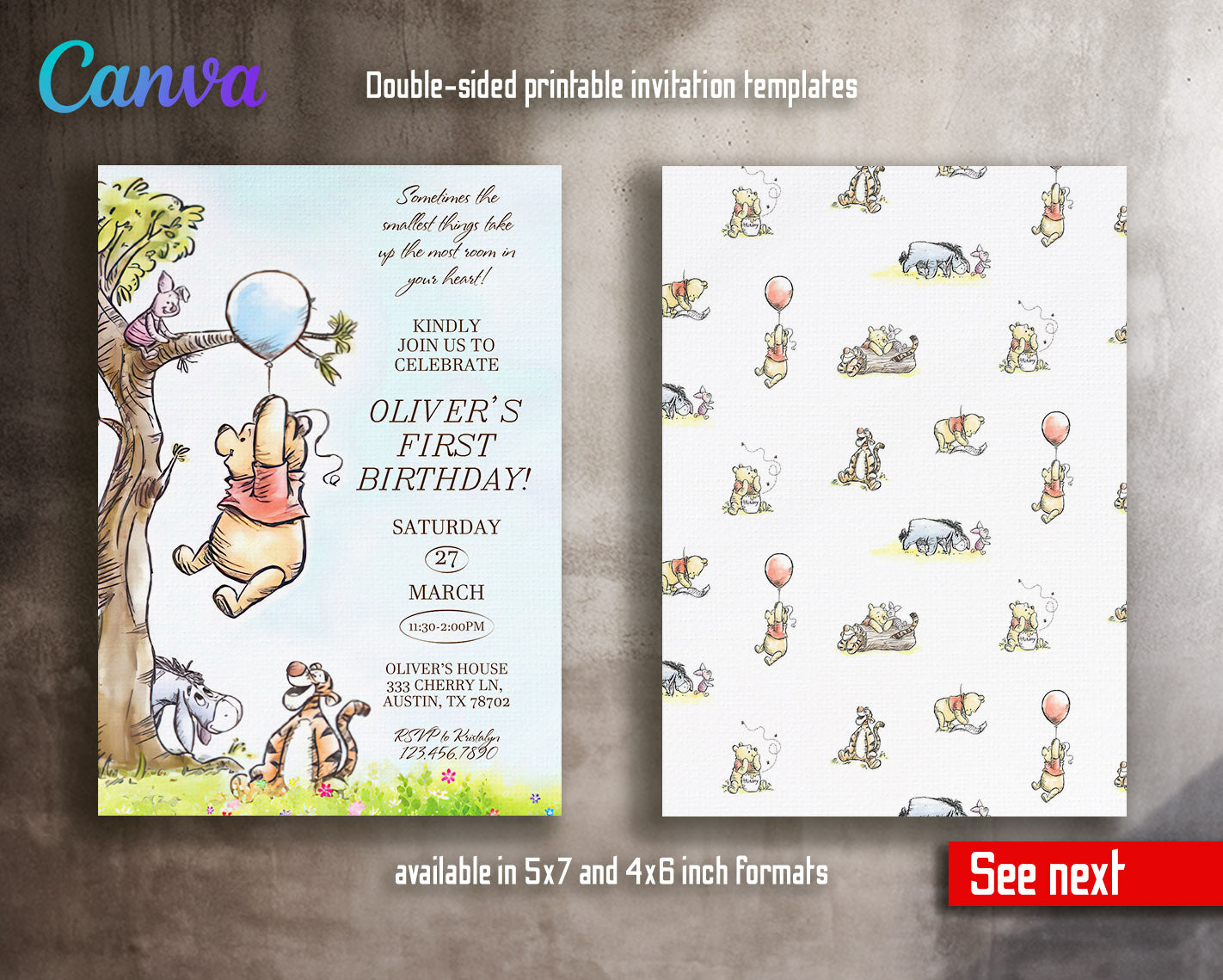 Winnie the Pooh customizable invitation template | Share or Print | | AF105