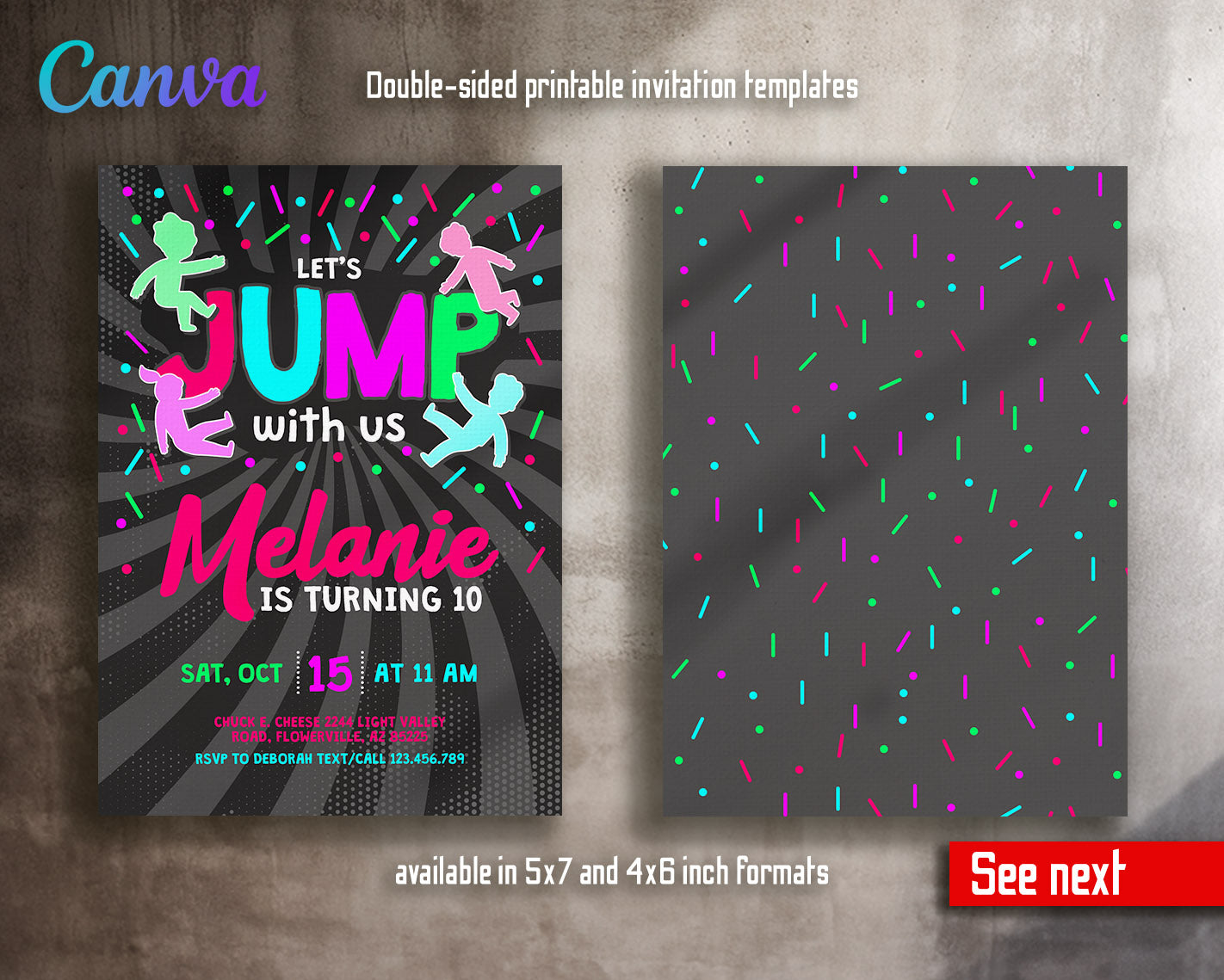 Trampoline Jump Party customizable invitation template | Share or Print | | KP592