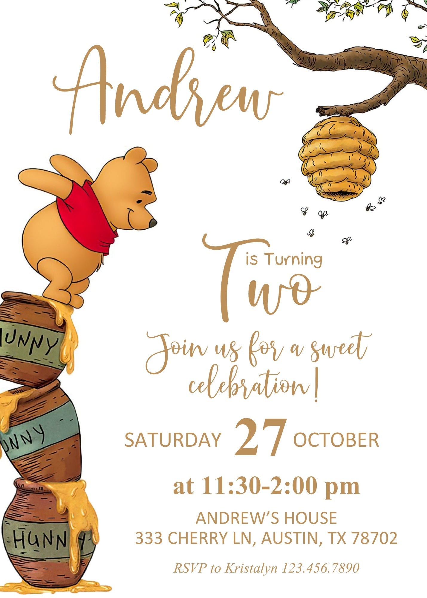 Winnie the Pooh customizable invitation template | Share or Print | | IJ591