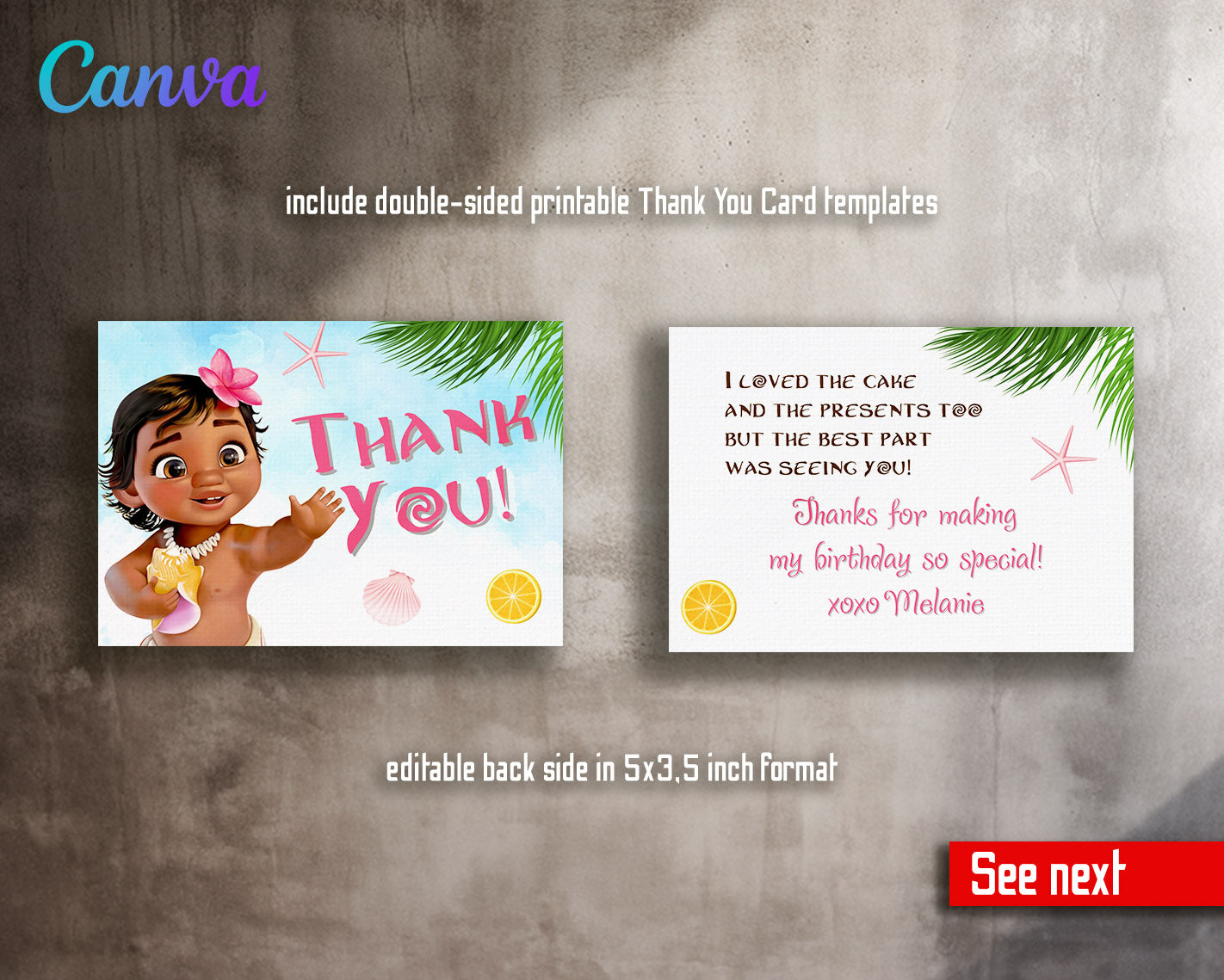 Moana Princess customizable invitation template | Share or Print | girl | XB103