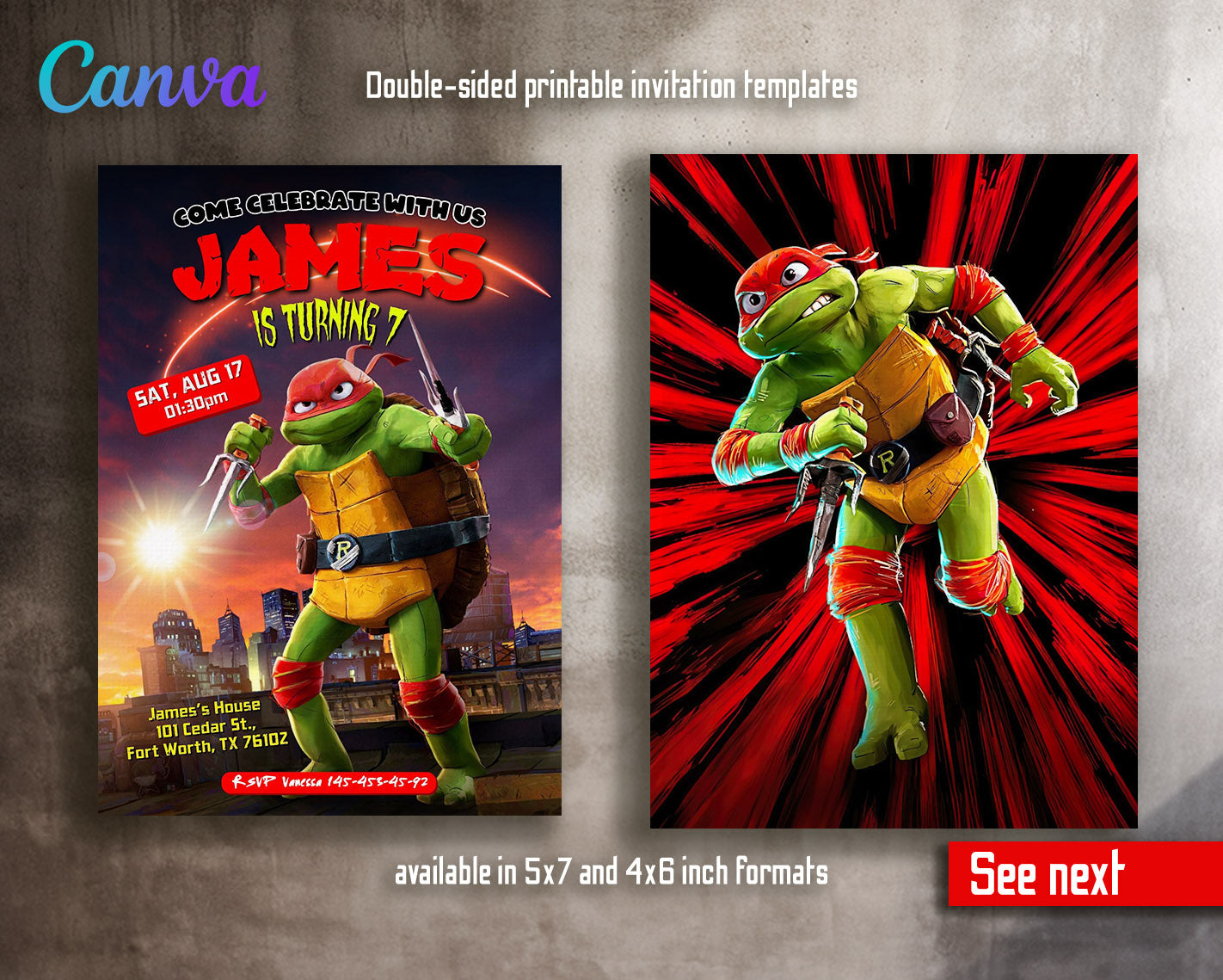 Teenage Mutant Ninja Turtles Mutant Mayhem customizable invitation template | Share or Print | boy | IF760