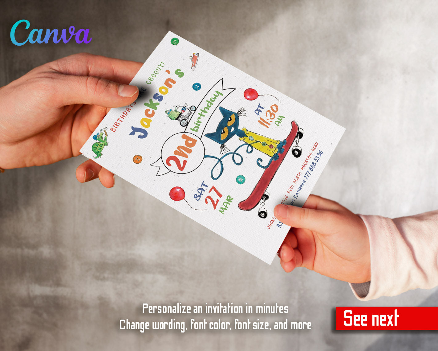 Pete the Cat customizable invitation template | Share or Print | | AS730