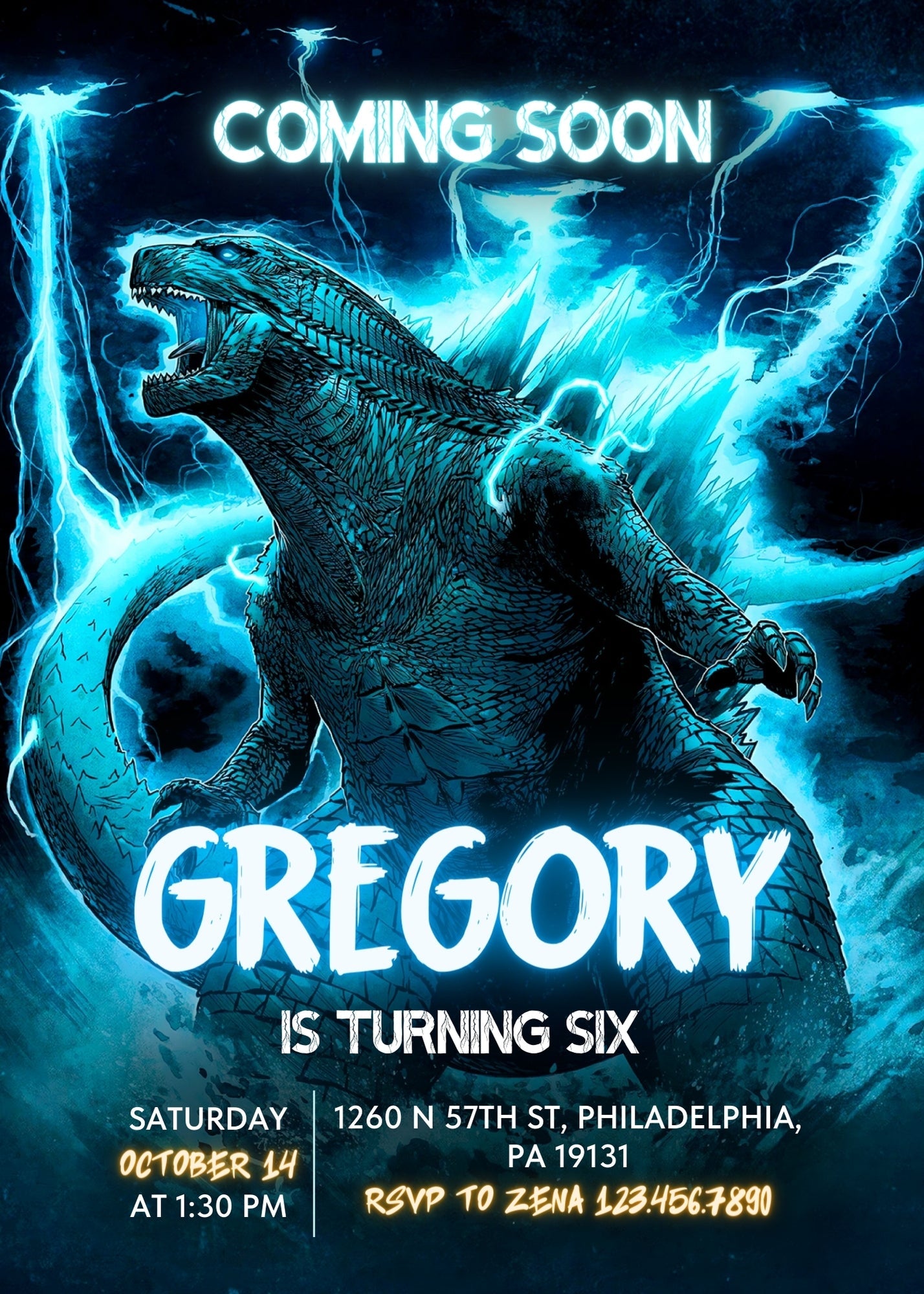 Godzilla and King Kong customizable invitation template | Share or Print | | QF057