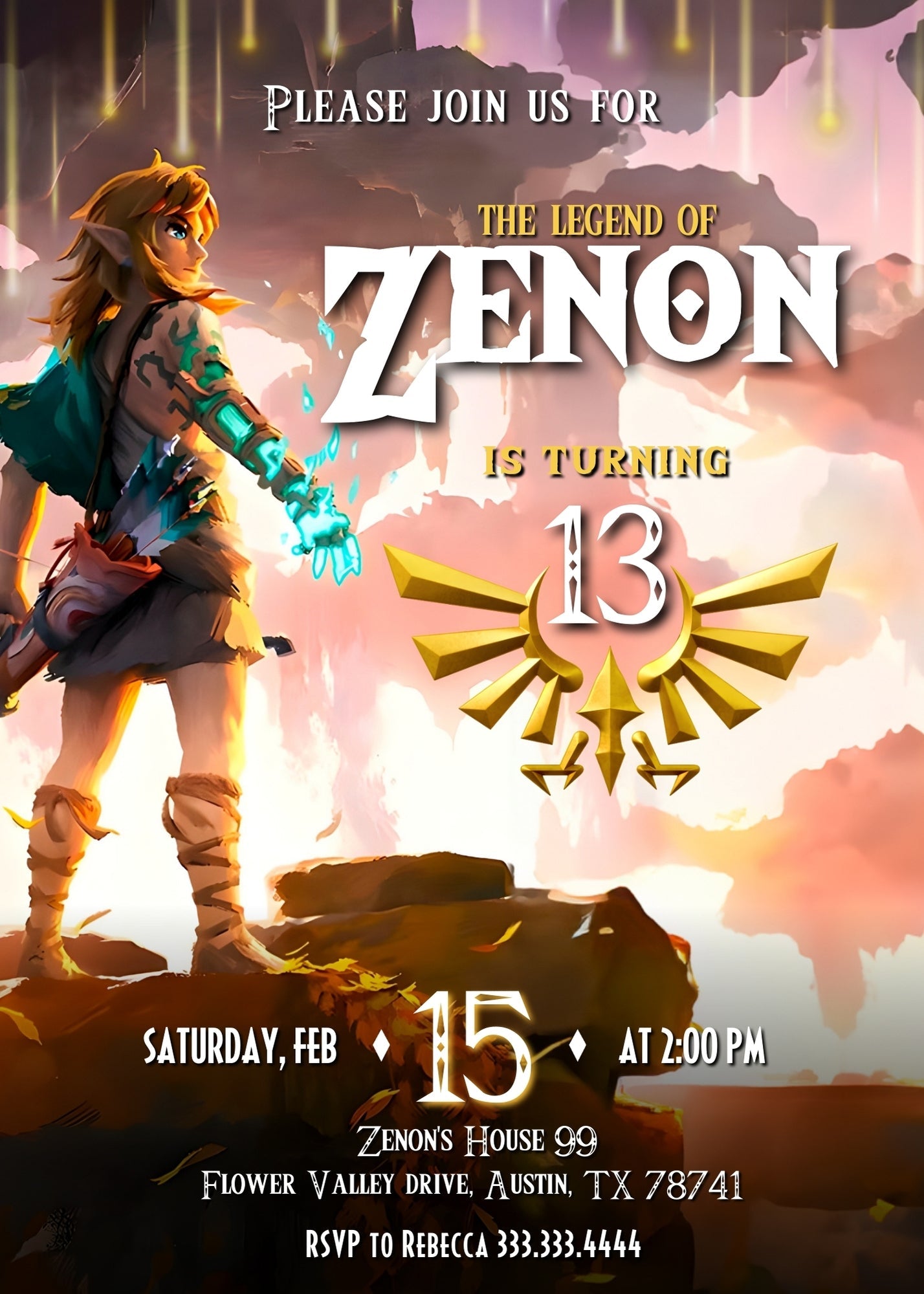 Legend of Zelda customizable invitation template | Share or Print | | NC428