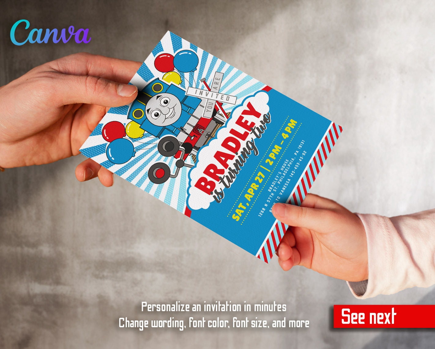 Thomas Train & Friends customizable invitation template | Share or Print | | YH408