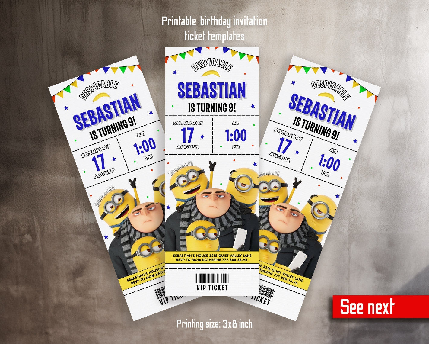 Despicable Me Minions customizable invitation template | Share or Print | | CJ234