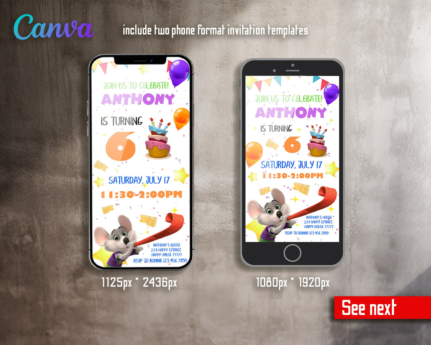 Chuck E. Cheese customizable invitation template | Share or Print | | GU421