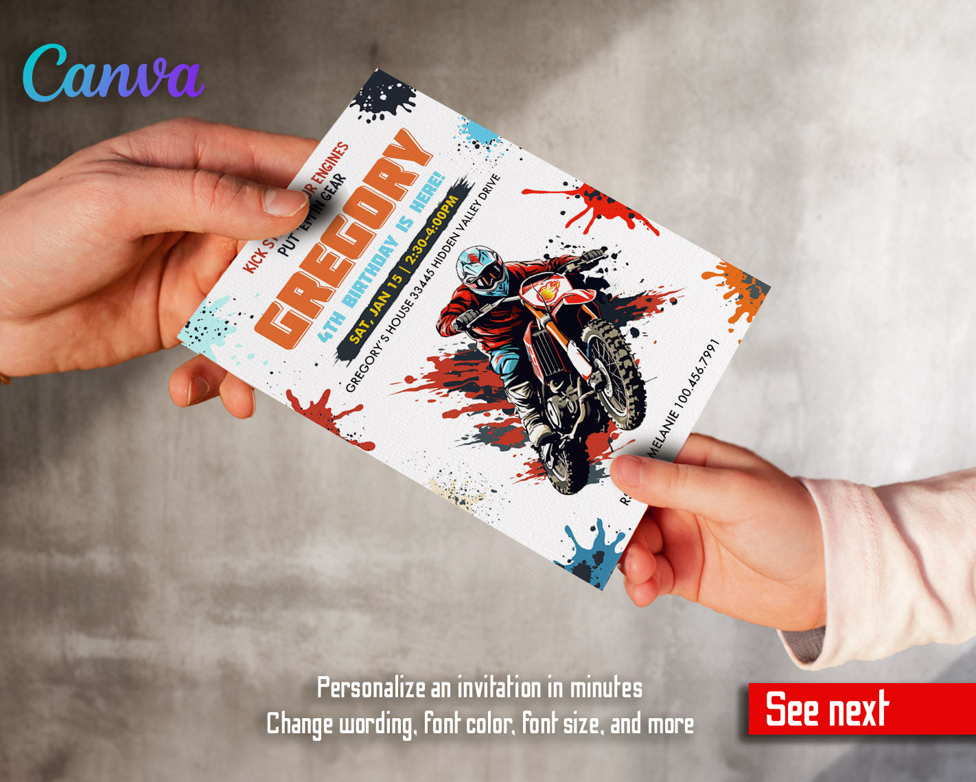 Motocross Extreme customizable invitation template | Share or Print | | LU590