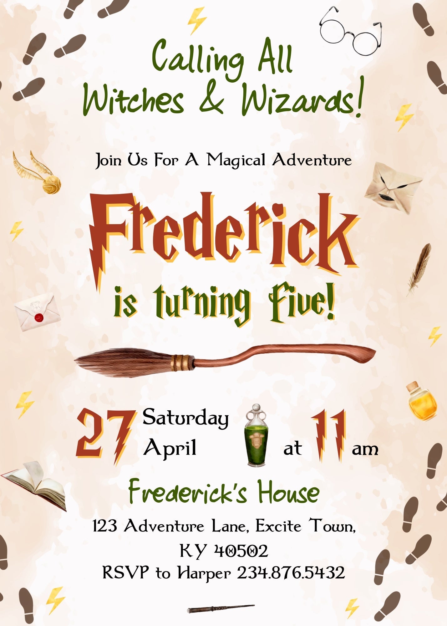 Harry Potter customizable invitation template | Share or Print | | TU623