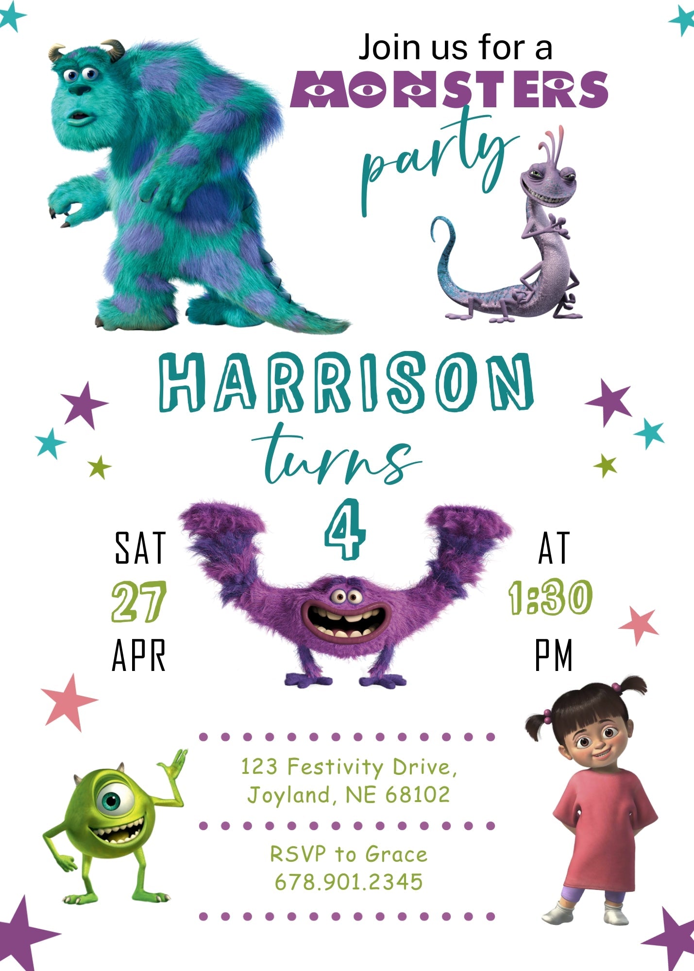 Monsters, Inc. customizable invitation template | Share or Print | | DQ283