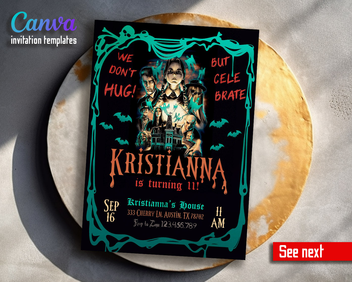 Wednesday Addams customizable invitation template | Share or Print | girl | WH523