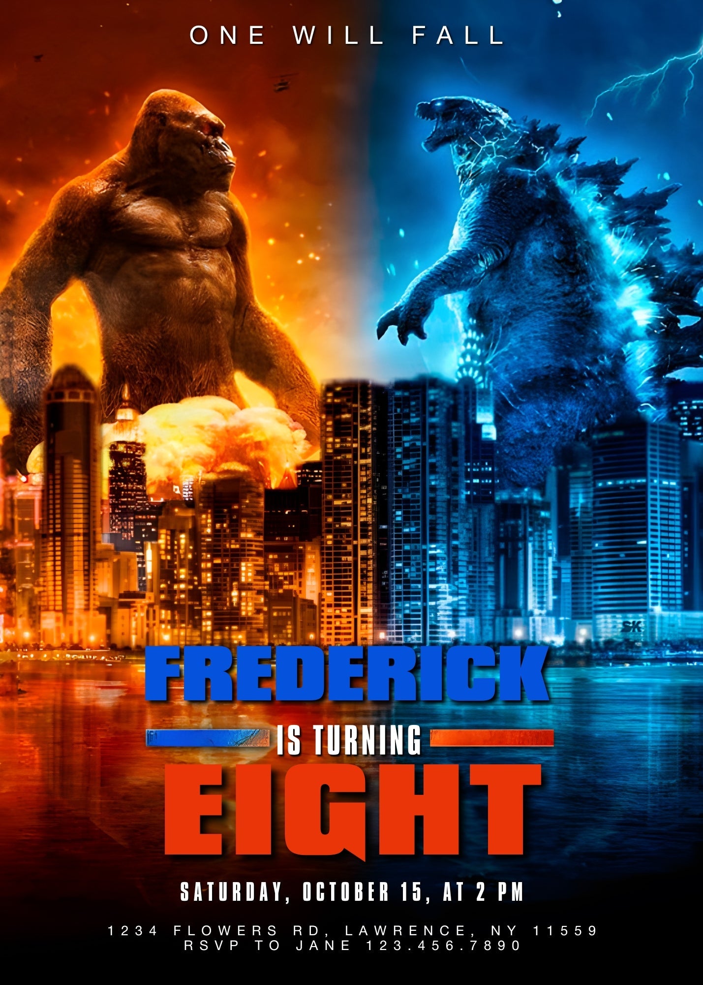 Godzilla X King Kong customizable invitation template | Share or Print | | KM477