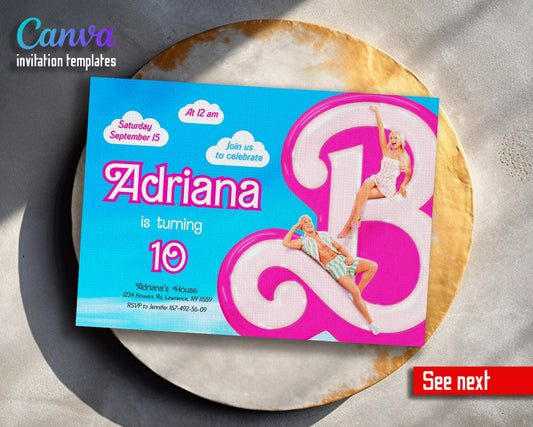 Barbie Pink  customizable invitation template | Share or Print | girl | SE112