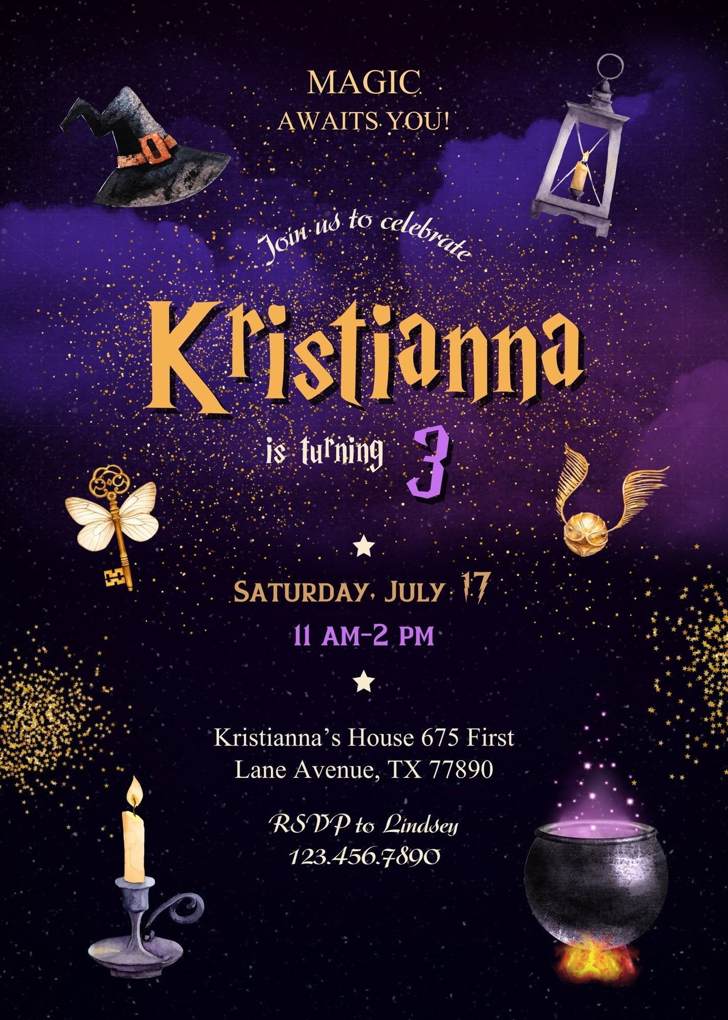 Harry Potter customizable invitation template | Share or Print | | LN902