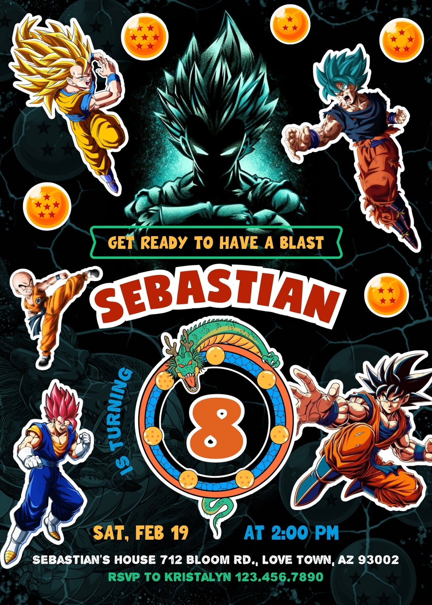 Dragon Ball Z Anime customizable invitation template | Share or Print | boy | KE019