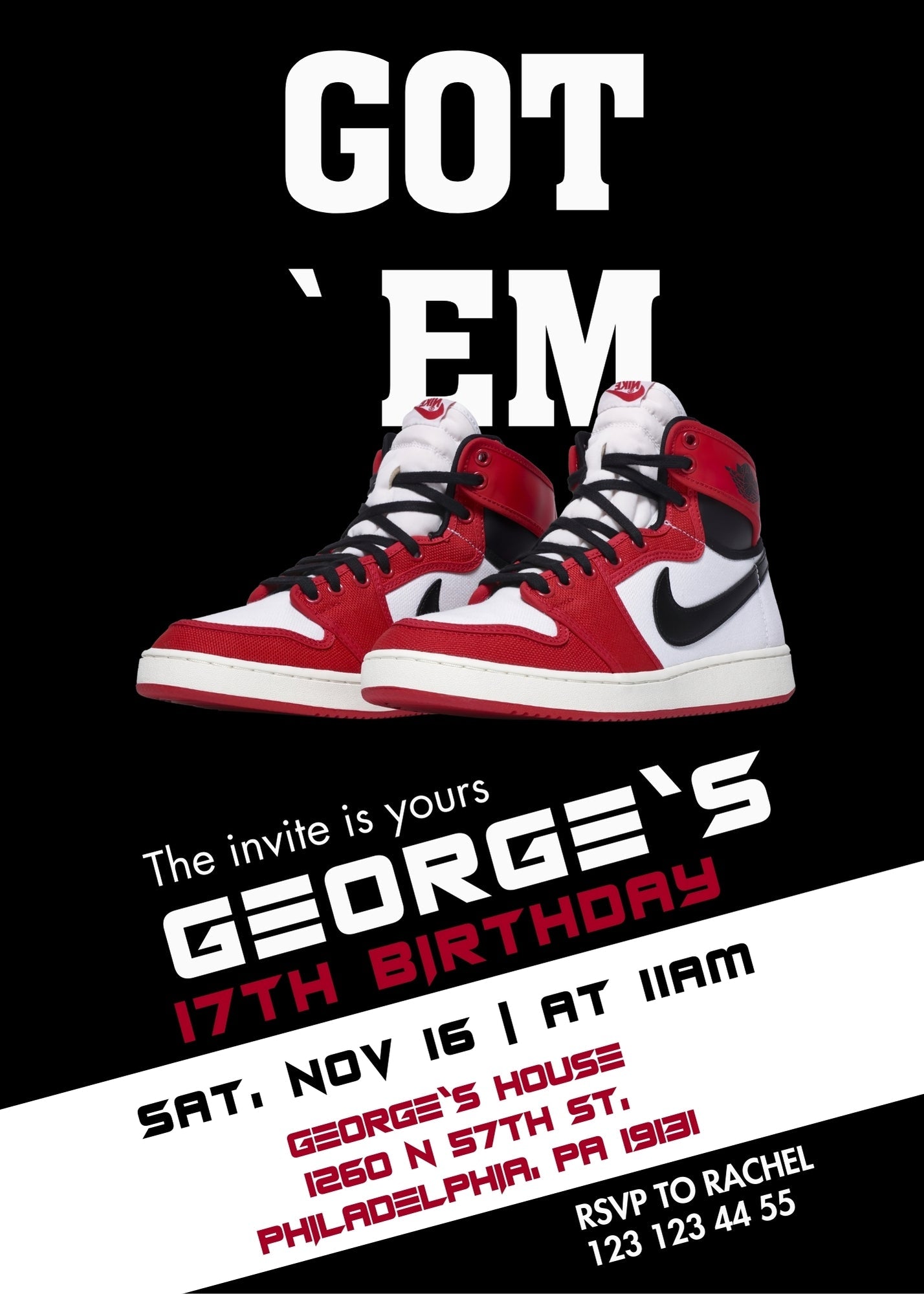 Sneaker Ball Air Jordan Nike customizable invitation template | Share or Print | | JN884