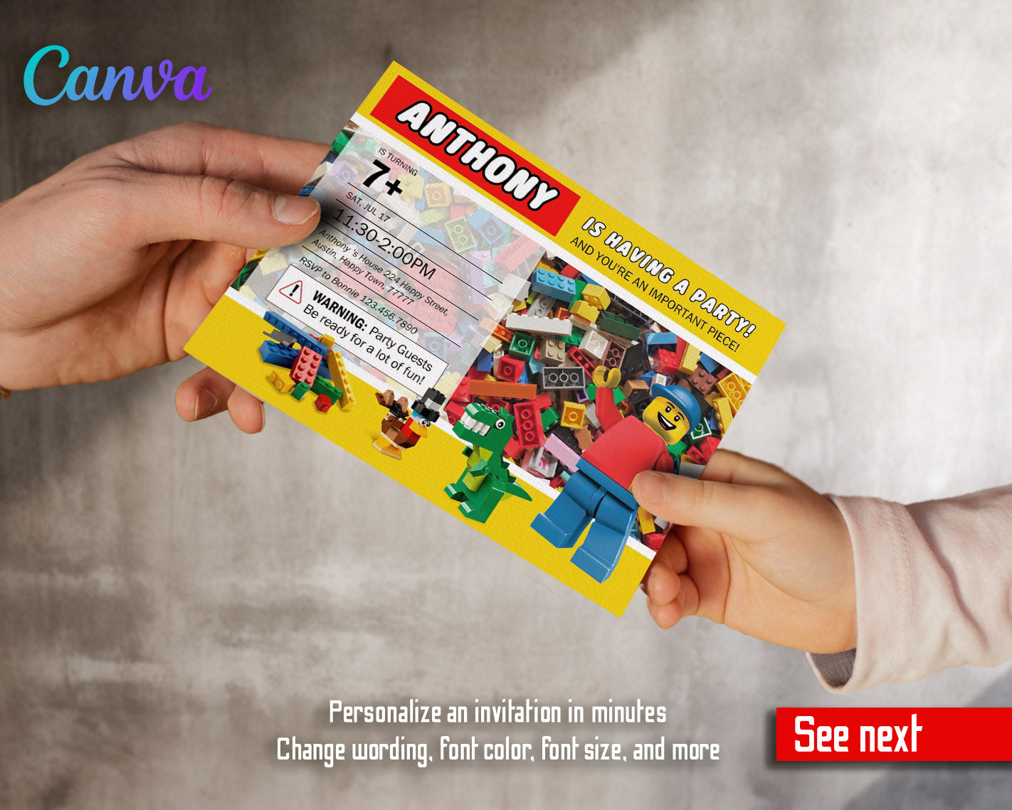 Lego Minifigures customizable invitation template | Share or Print | | RD588