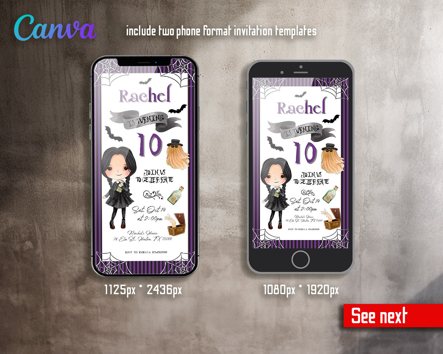Wednesday Addams customizable invitation template | Share or Print | girl | HO875