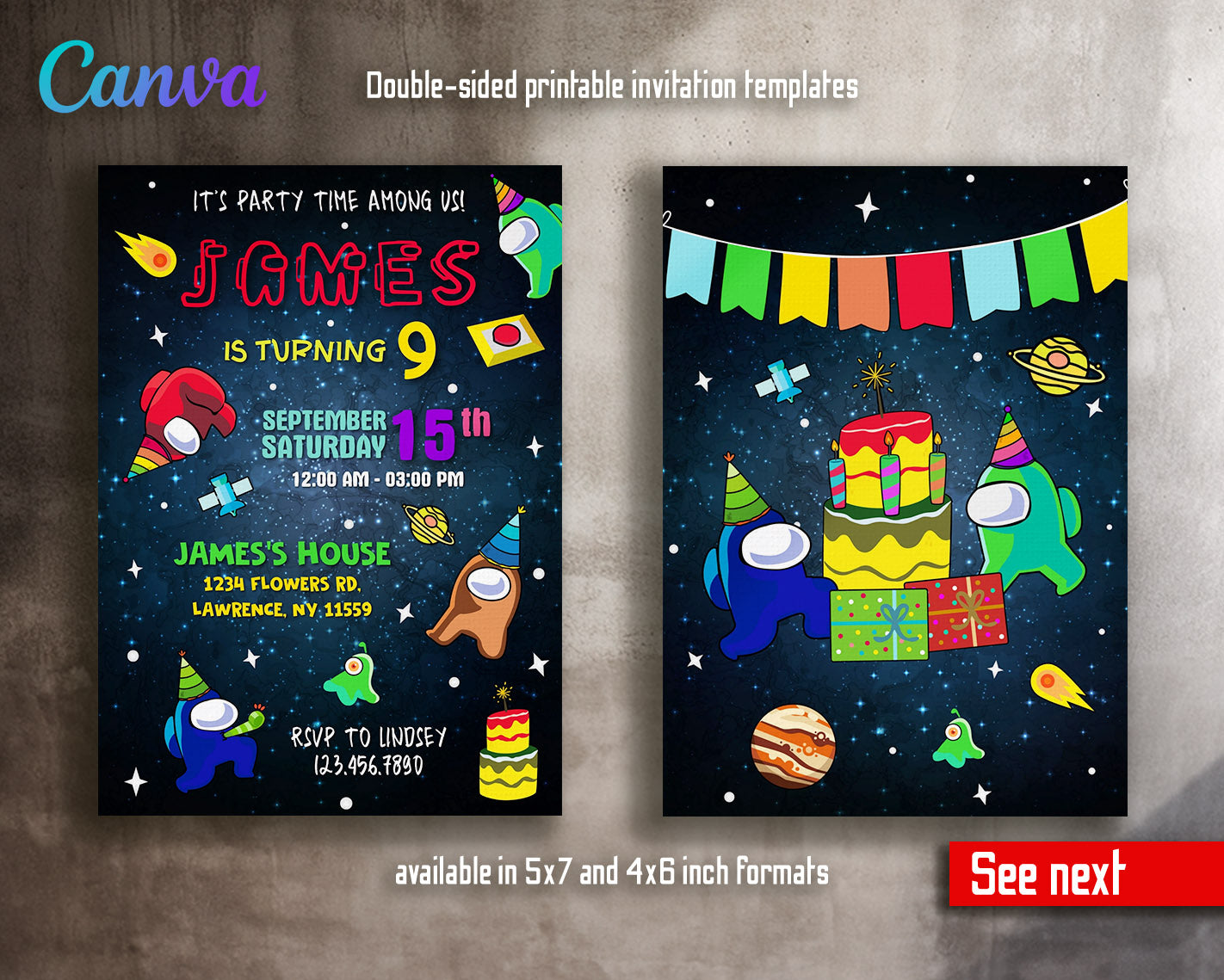 Among Us Gamer customizable invitation template | Share or Print | | ZU405