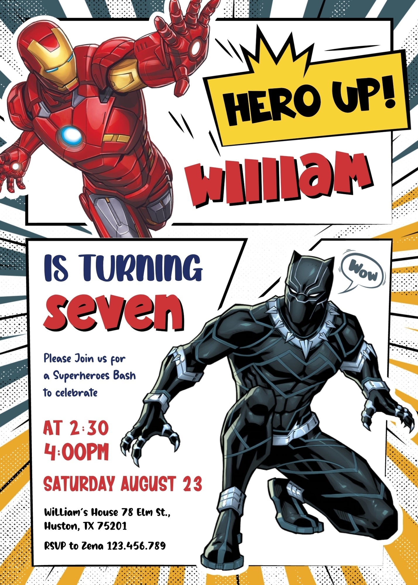 Avengers Marvel Superhero customizable invitation template | Share or Print | boy | JM768