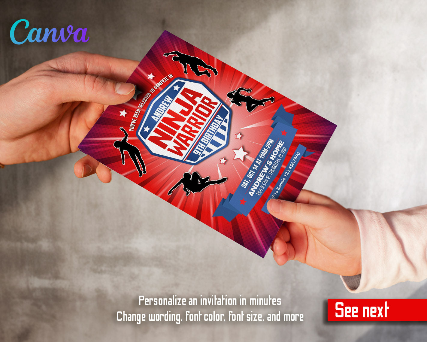 American Ninja Warrior customizable invitation template | Share or Print | | IR163