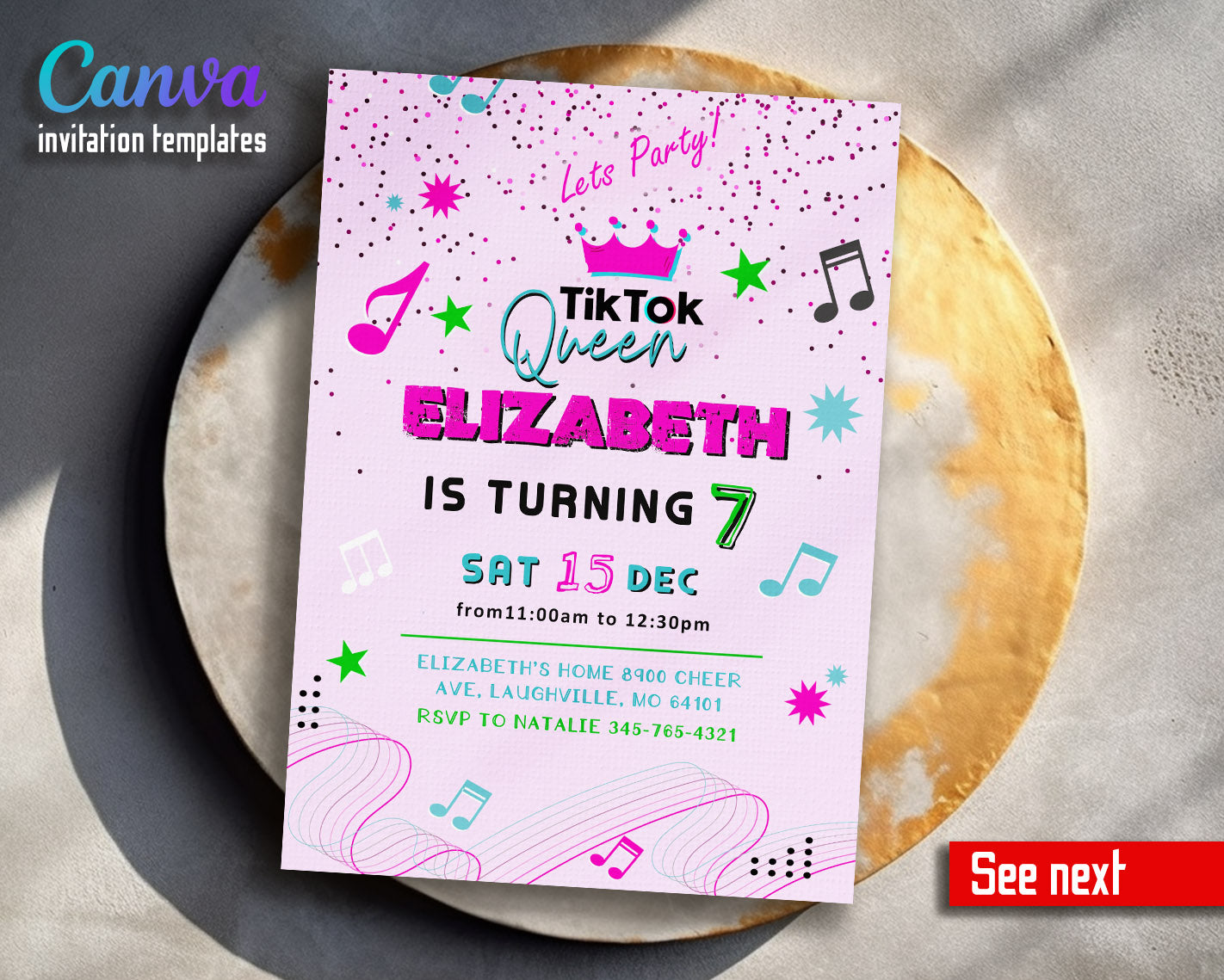Tik Tok Party customizable invitation template | Share or Print | | RP096