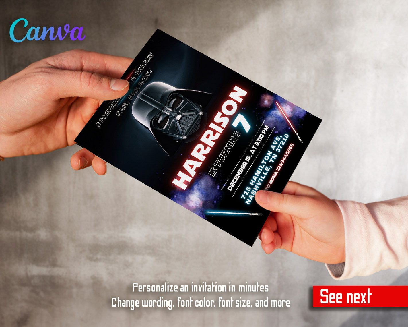 Star Wars Darth Vader customizable invitation template | Share or Print | boy | YL721