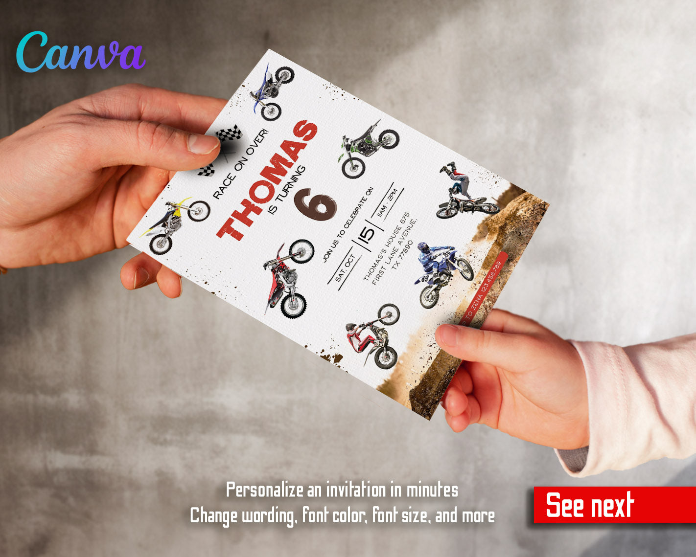 Motocross Extreme customizable invitation template | Share or Print | | XR791