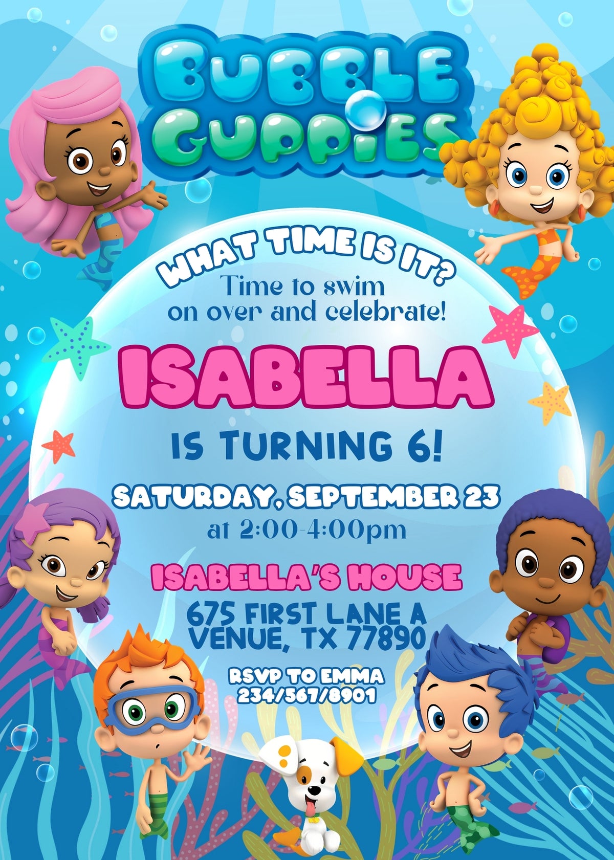 Bubble Guppies customizable invitation template | Share or Print | | QQ695