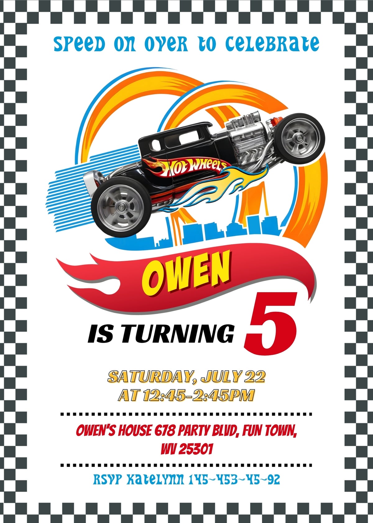 Hot Wheels Racing customizable invitation template | Share or Print | boy | AD650