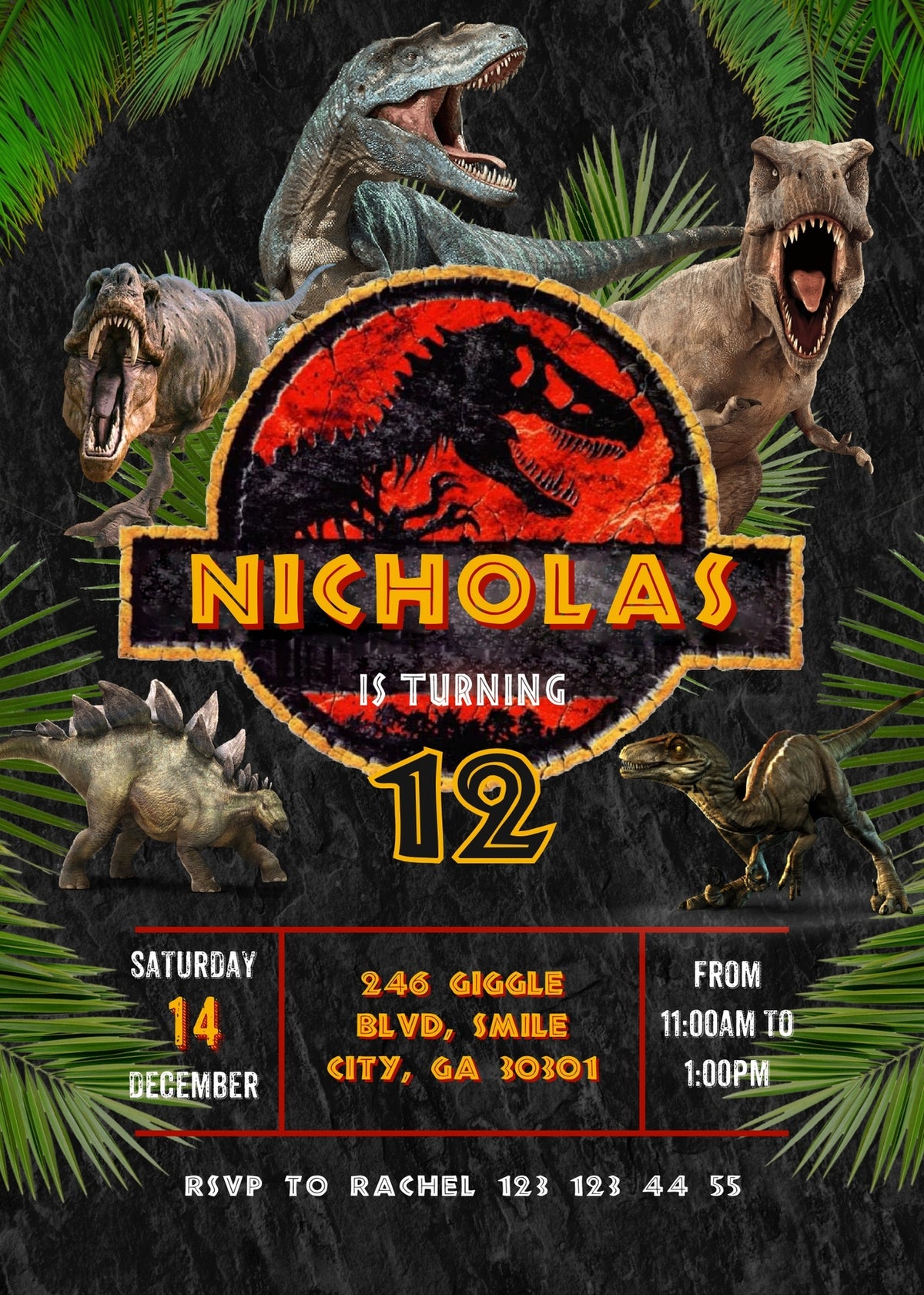 Jurassic Park Dinosaur customizable invitation template | Share or Print | | ZO526
