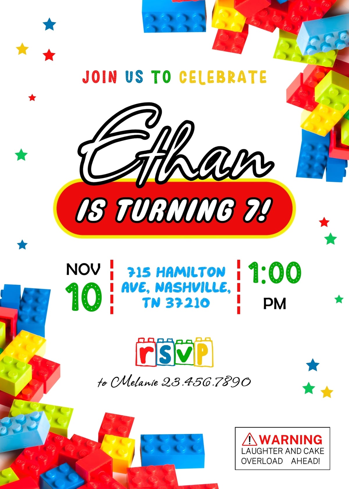 Lego customizable invitation template | Share or Print | | MQ339