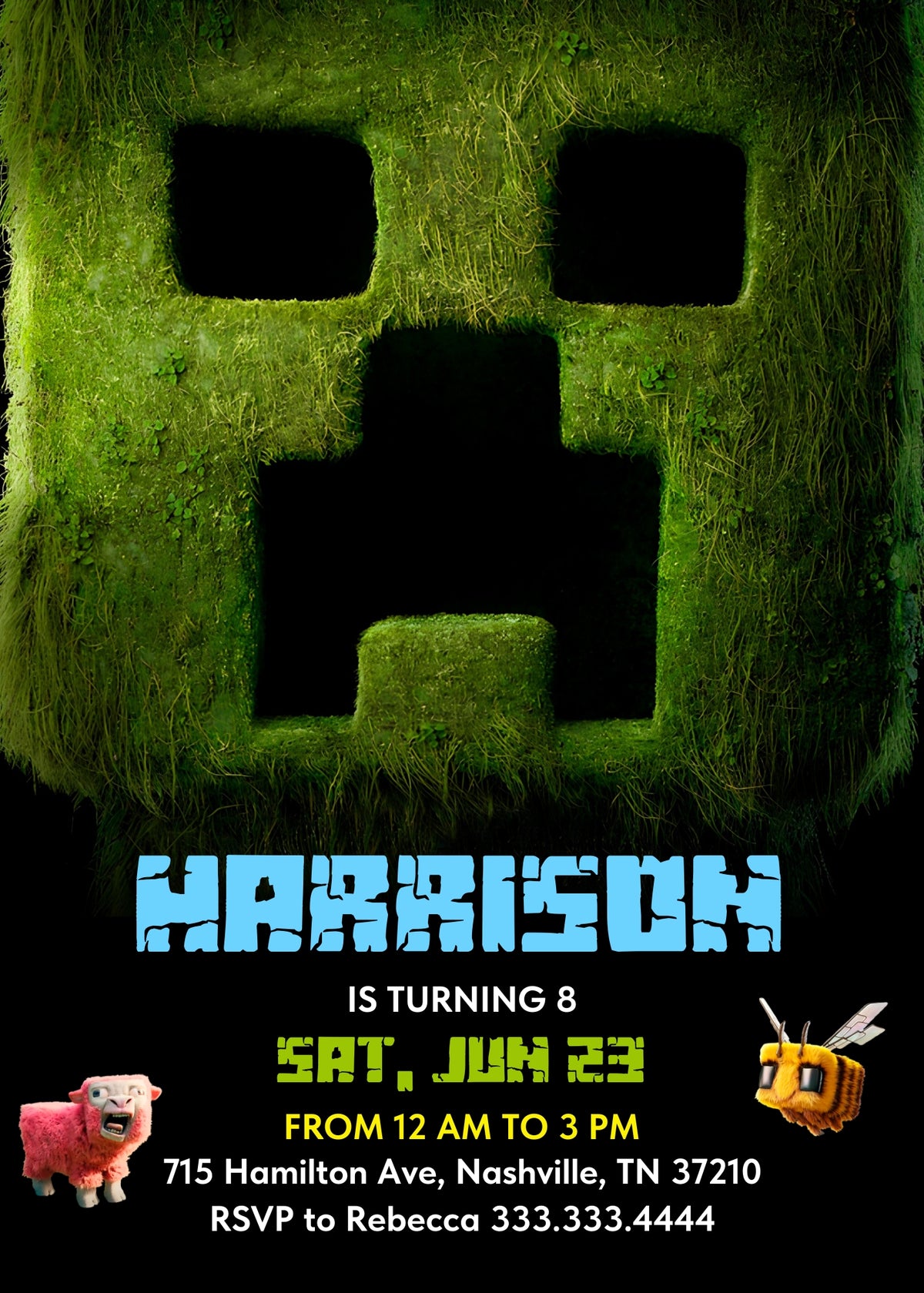Minecraft Movie Gamer customizable invitation template | Share or Print | | OP807