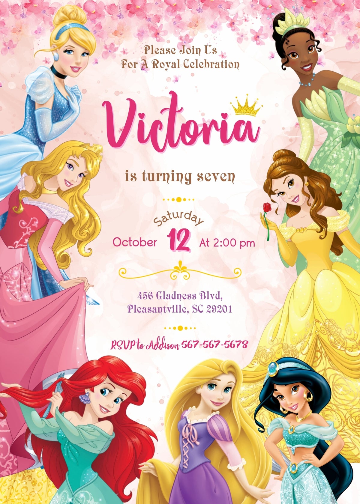 Disney Princess customizable invitation template | Share or Print | girl | SZ963