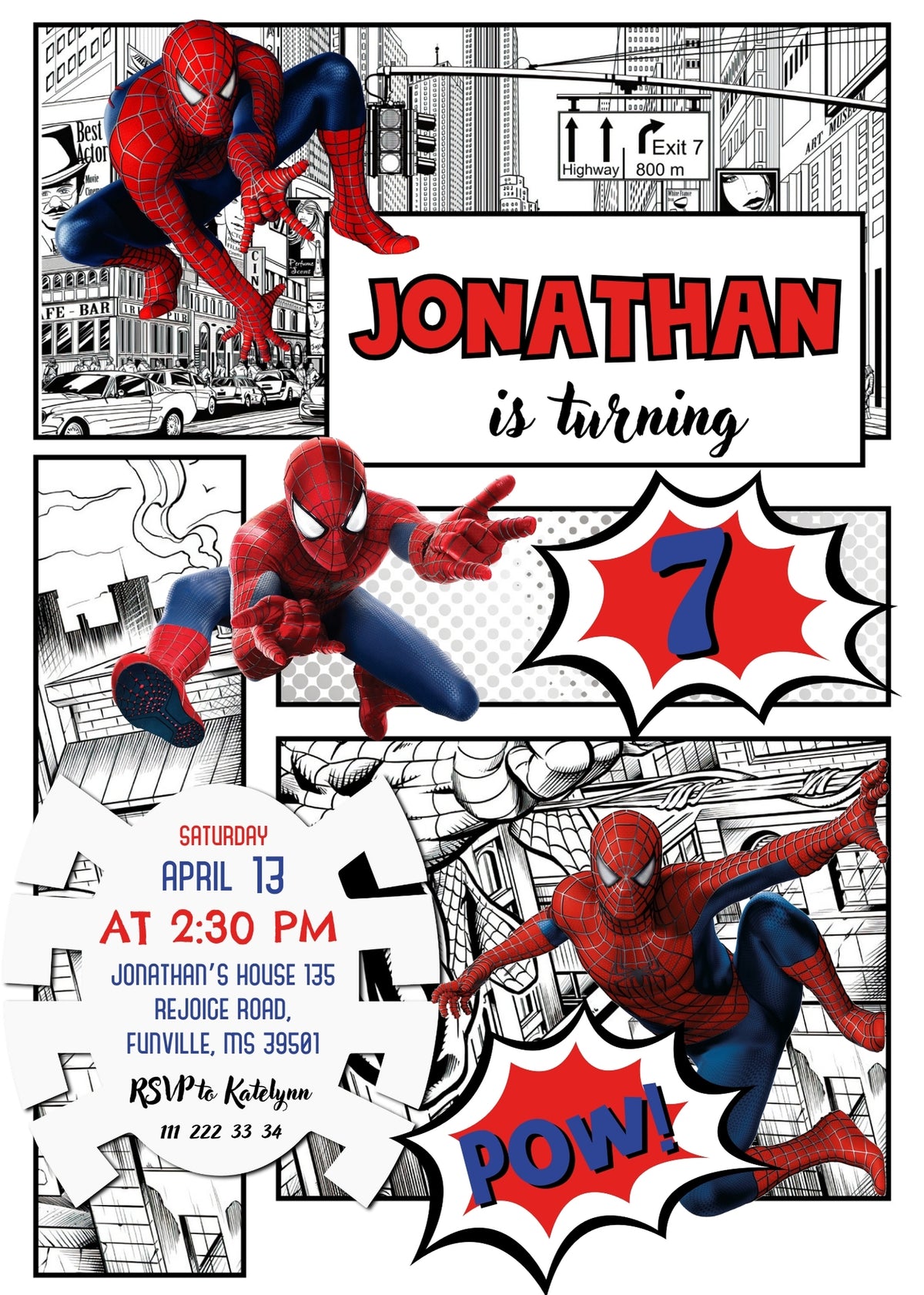 Spiderman Marvel Superhero customizable invitation template | Share or Print | boy | FM236