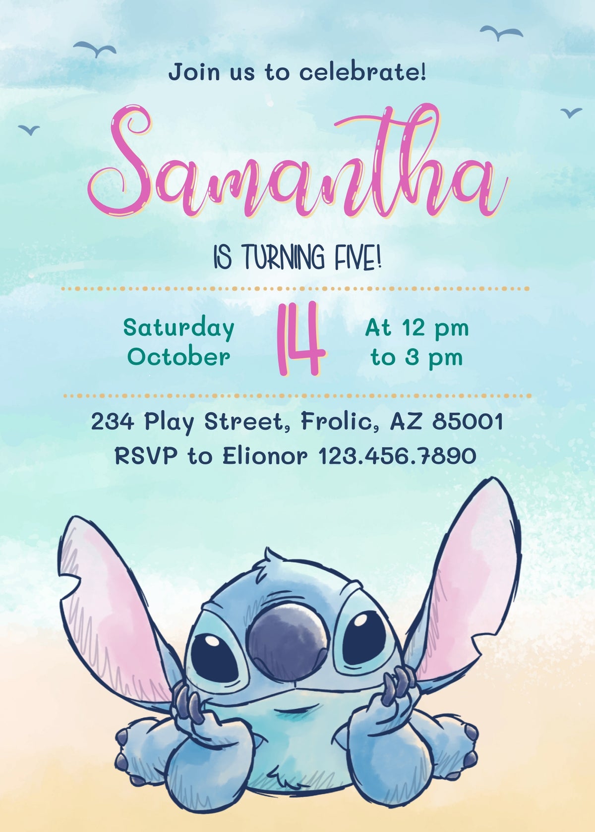 Lilo & Stitch Aloha customizable invitation template | Share or Print | | DC234