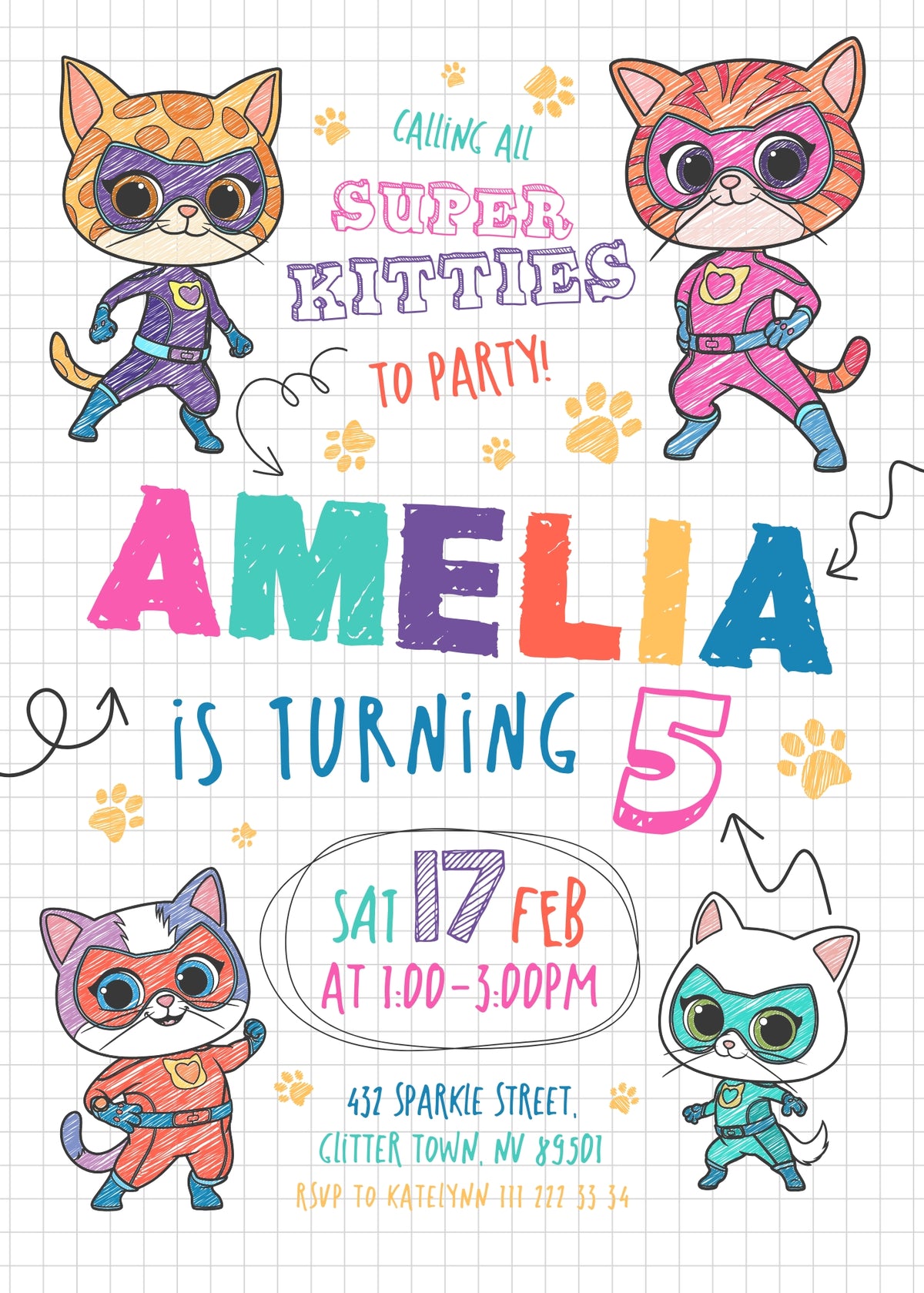 SuperKitties customizable invitation template | Share or Print | | OW899