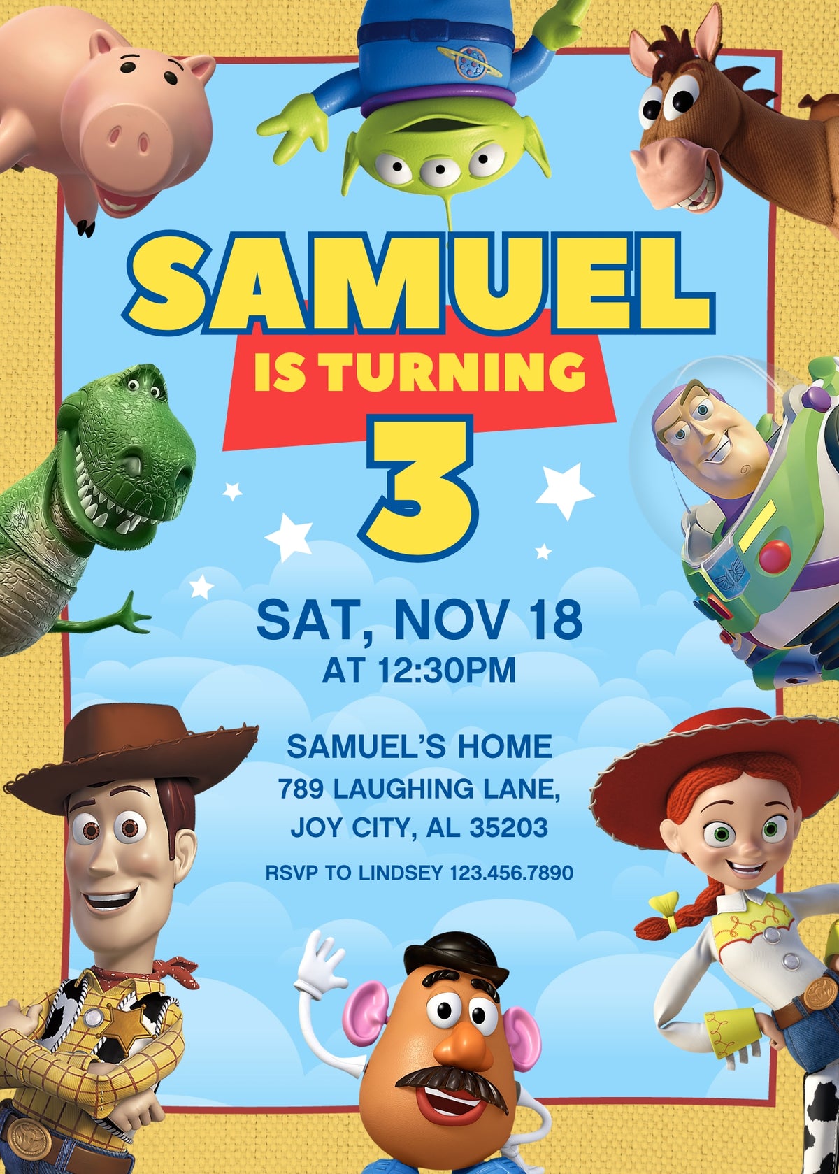Toy Story Woody Buzz Lightyear customizable invitation template | Share or Print | | KE254