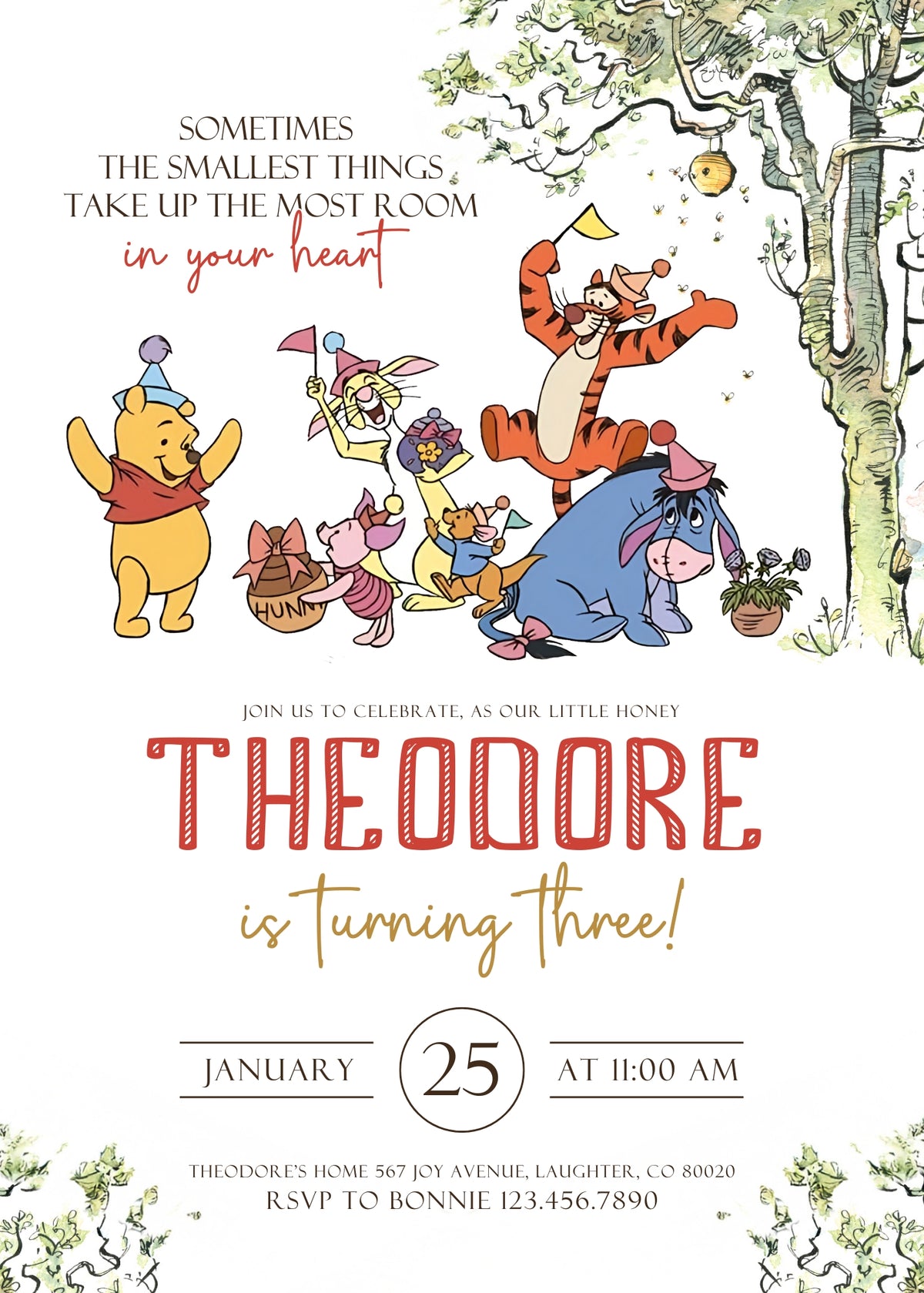 Winnie the Pooh customizable invitation template | Share or Print | | MQ961