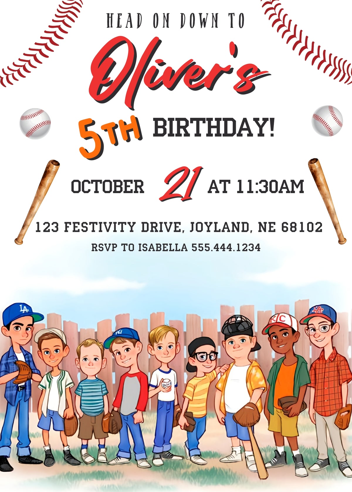Baseball MLB Sport customizable invitation template | Share or Print | RH374