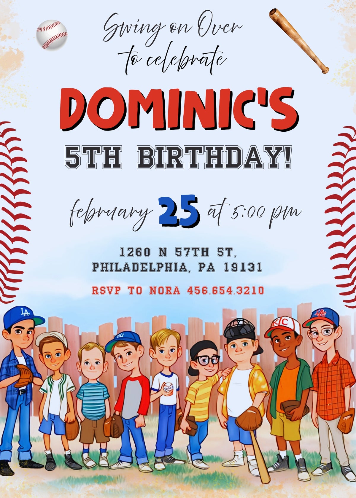 Baseball MLB Sport customizable invitation template | Share or Print | WI584