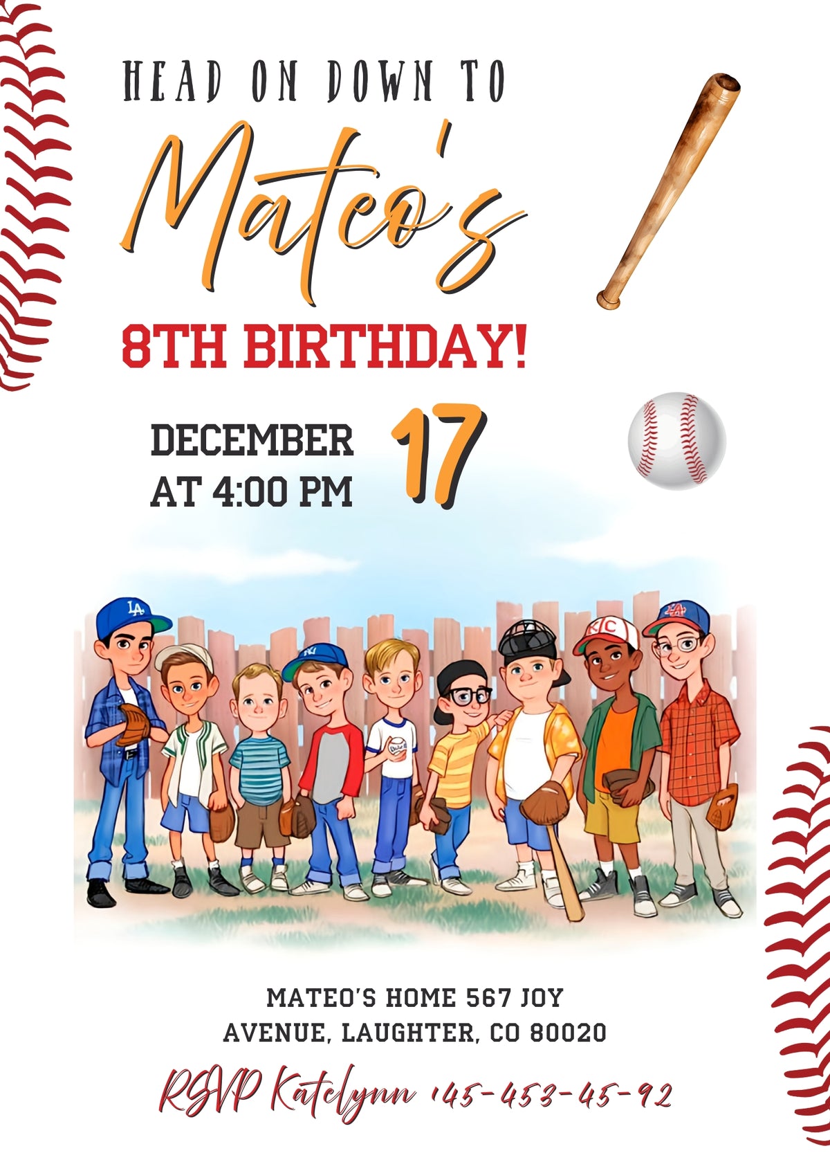 Baseball MLB Sport customizable invitation template | Share or Print | BT522