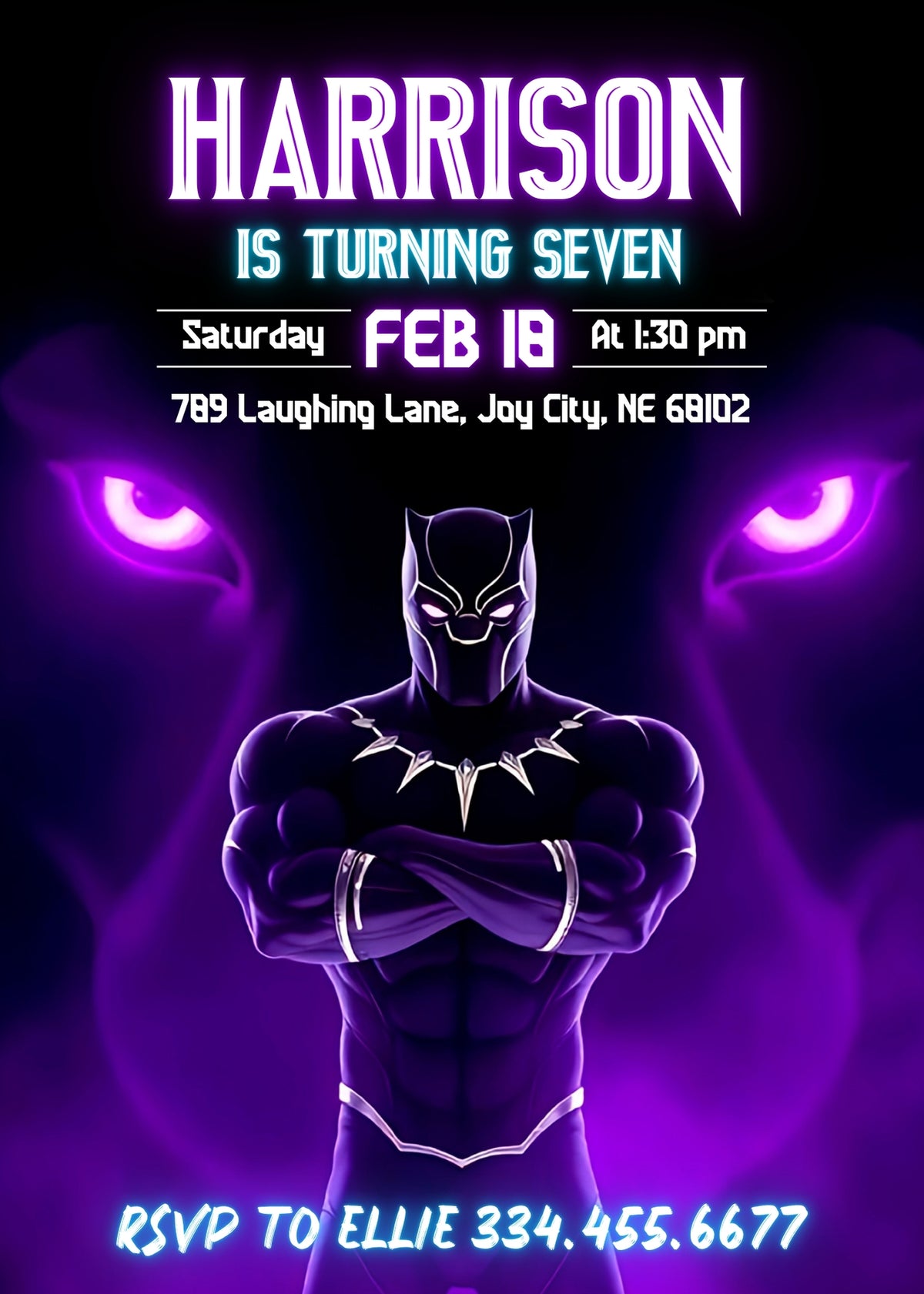 Black Panther Superhero Marvel customizable invitation template | Share or Print | boy | HK834