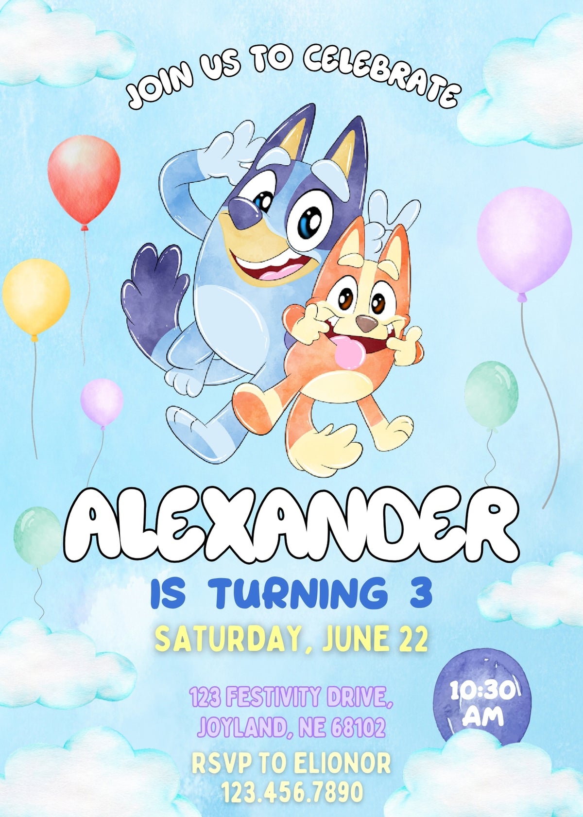 Bluey Bingo customizable invitation template | Share or Print | HX989