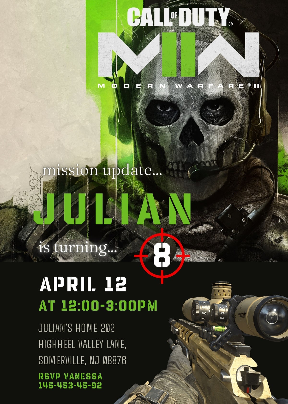 Call of Duty Gamer customizable invitation template | Share or Print | boy | OT687