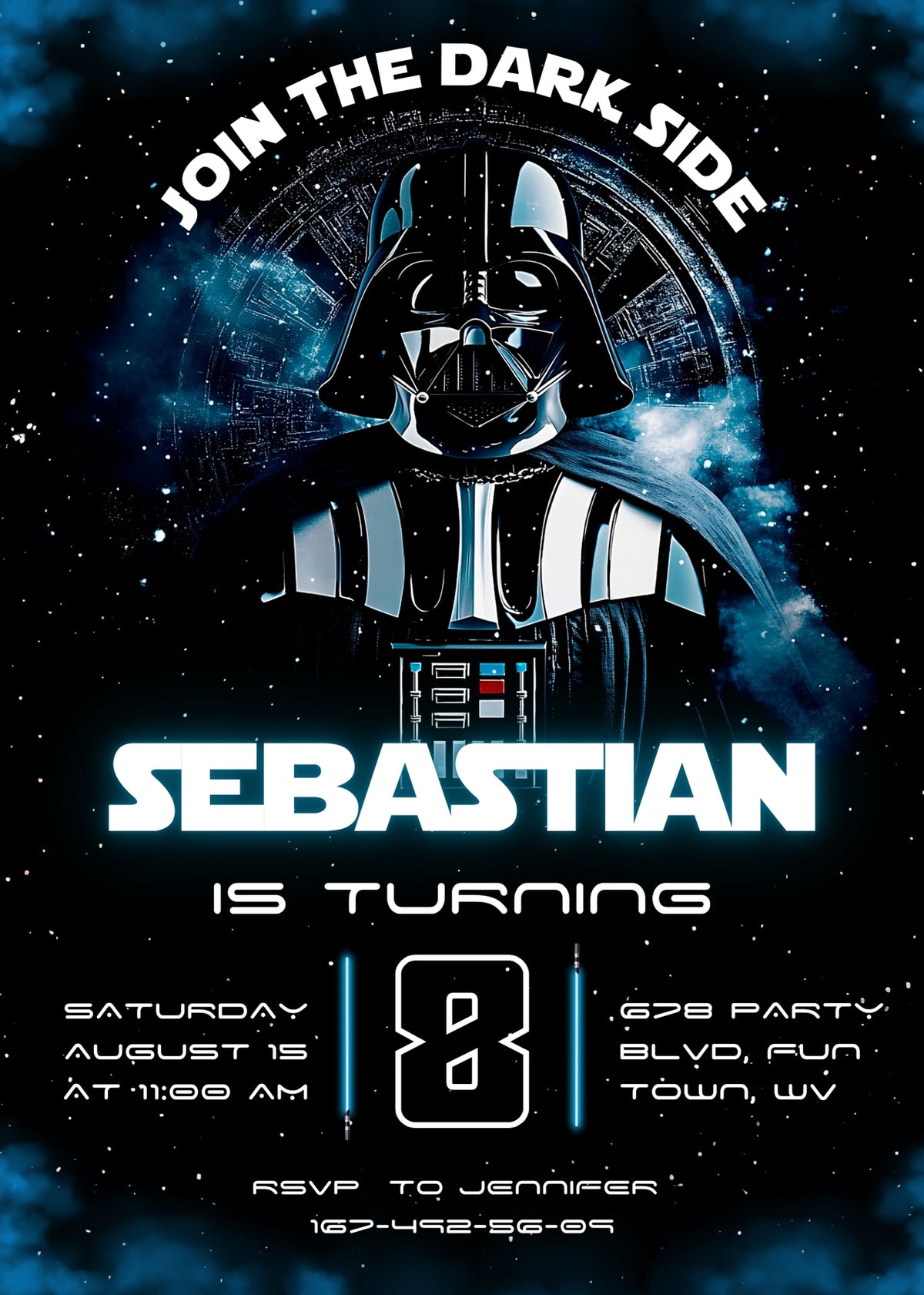 Star Wars Darth Vader customizable invitation template | Share or Print | boy | XU936