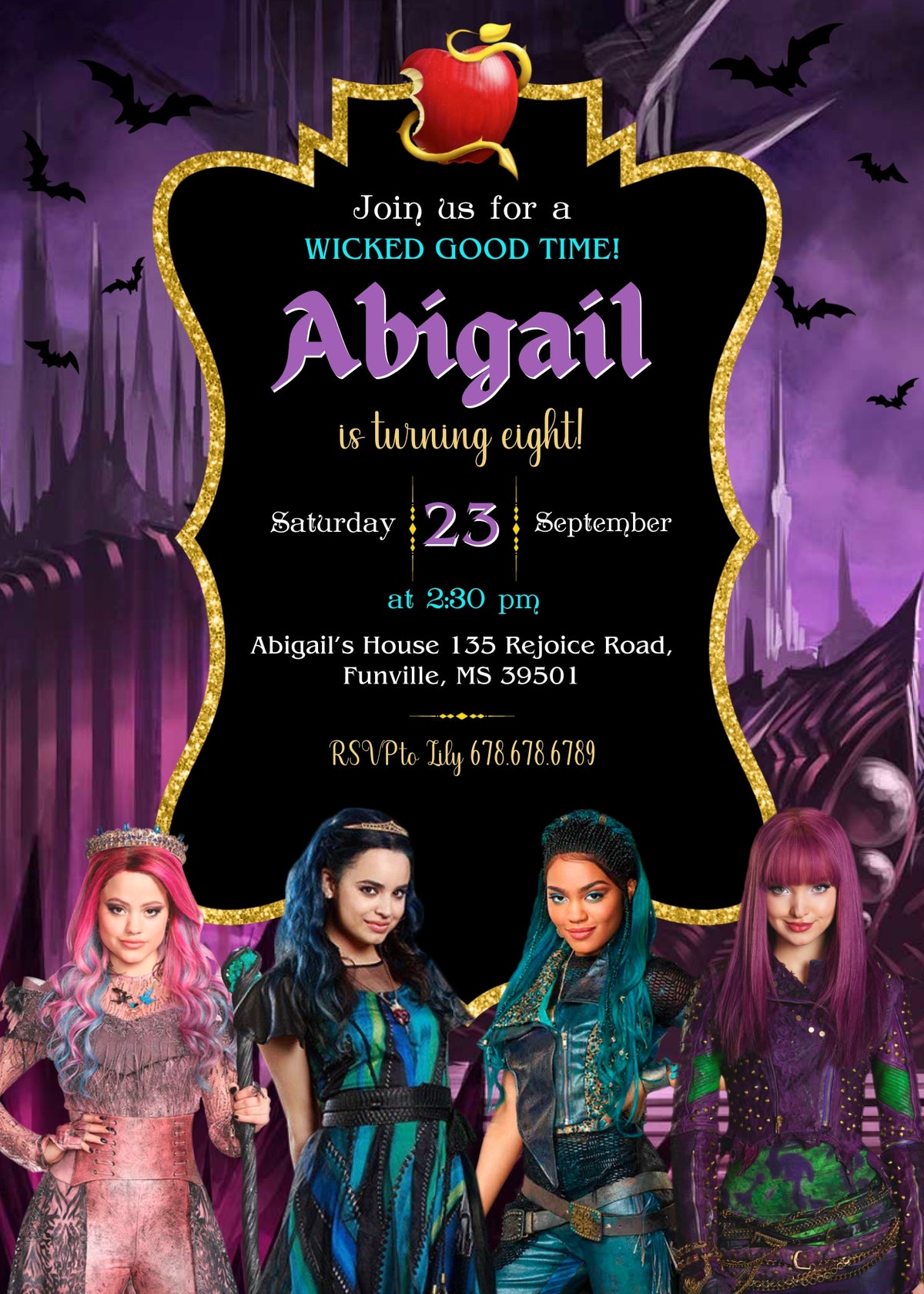 Descendants Disney customizable invitation template | Share or Print | EU735