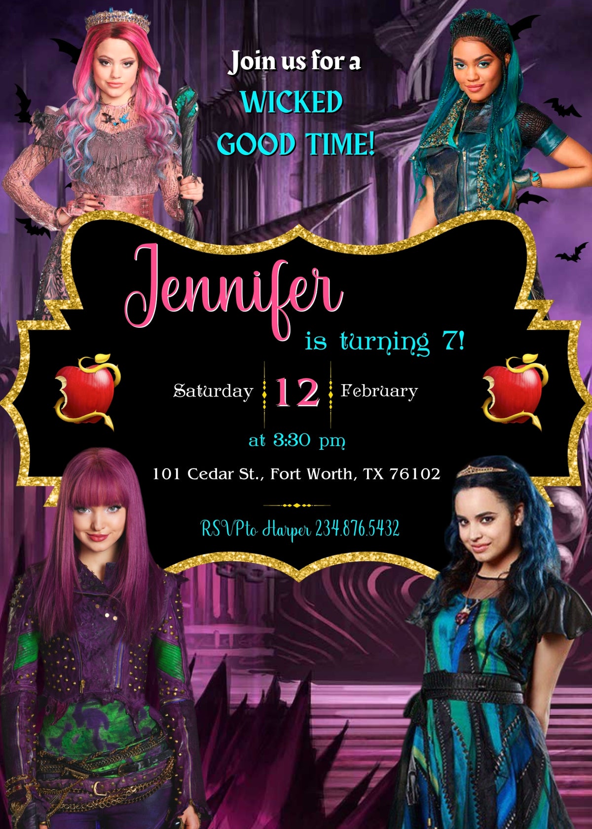 Descendants Disney customizable invitation template | Share or Print | LV782