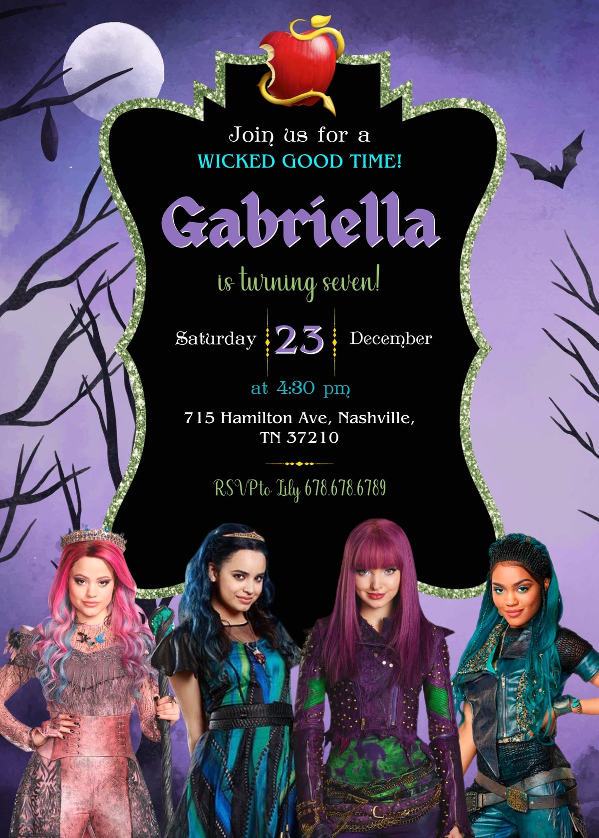 Descendants Disney customizable invitation template | Share or Print | QN309