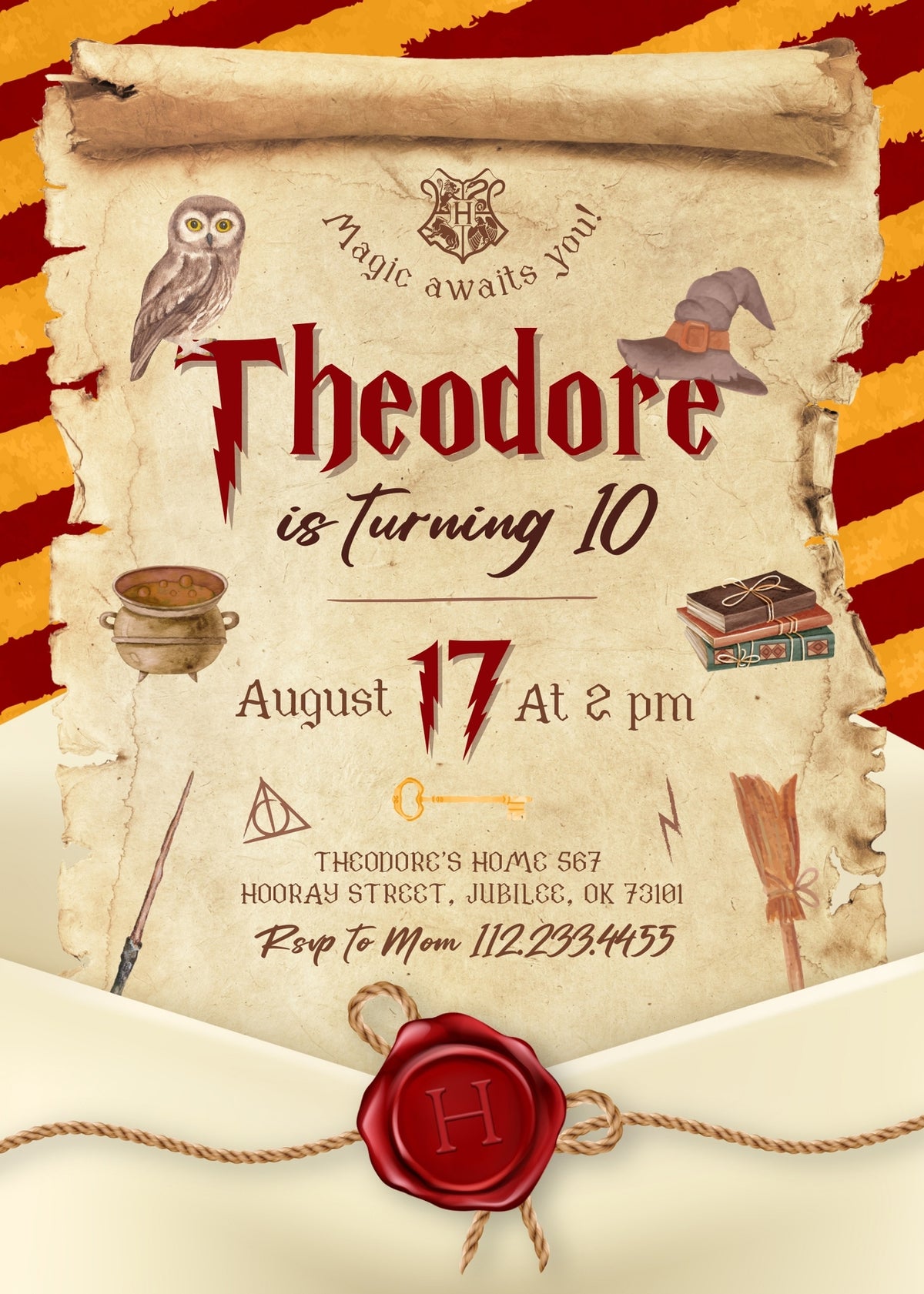 Harry Potter customizable invitation template | Share or Print | PU733